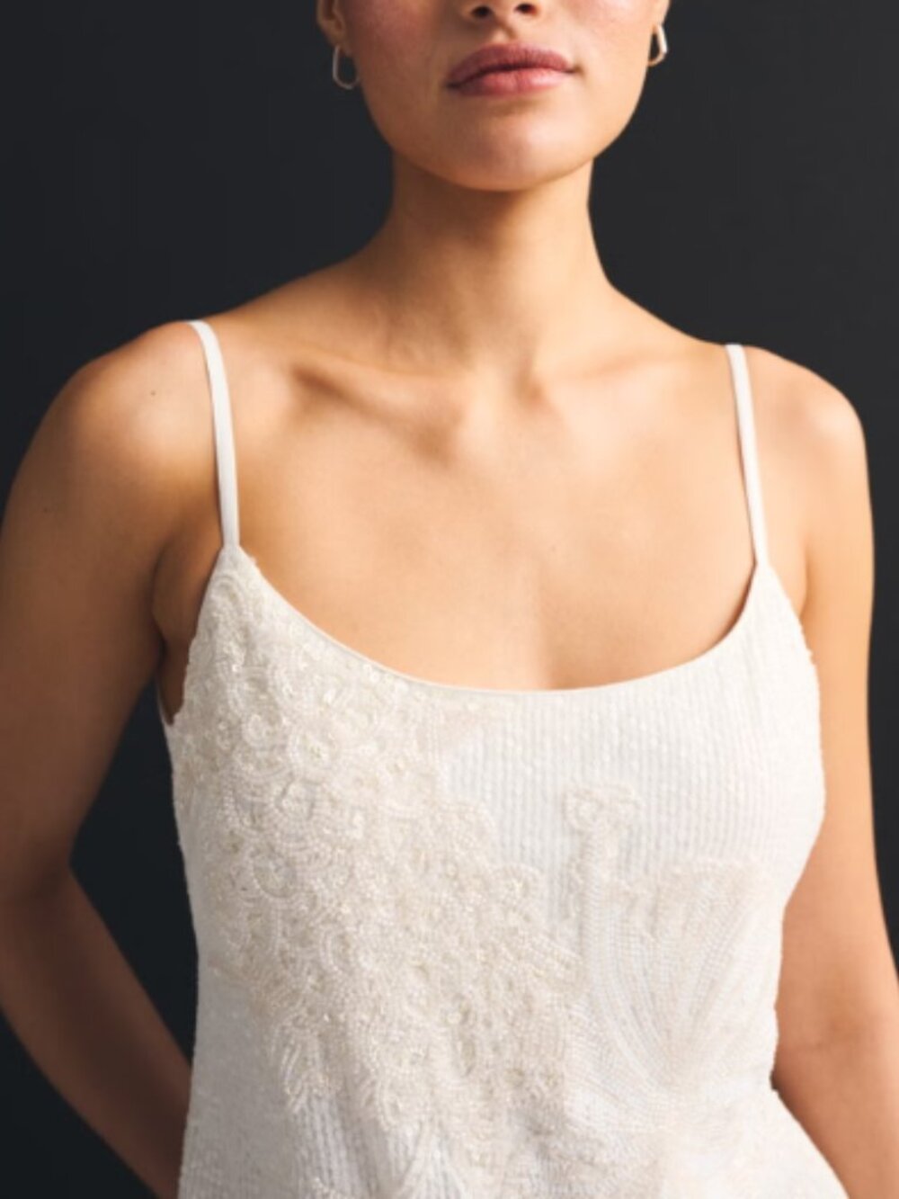 Abercrombie & Fitch NWT White Beaded Mini Dress (Medium/M) - Picture 3 of 5